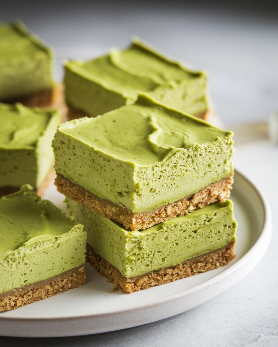 Avocado Matcha Keto Cheesecake Bars