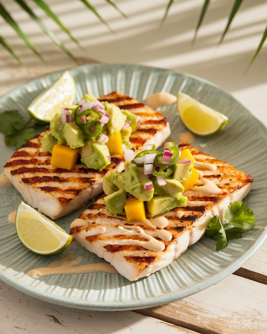 Coconut Lime Grilled Mahi Mahi with Avocado Salsa