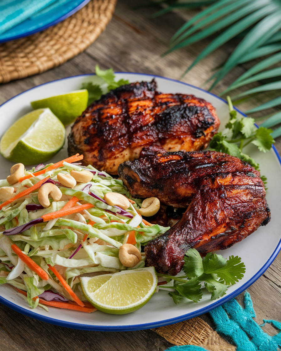 Spicy Jerk Chicken with Pineapple Coconut Slaw