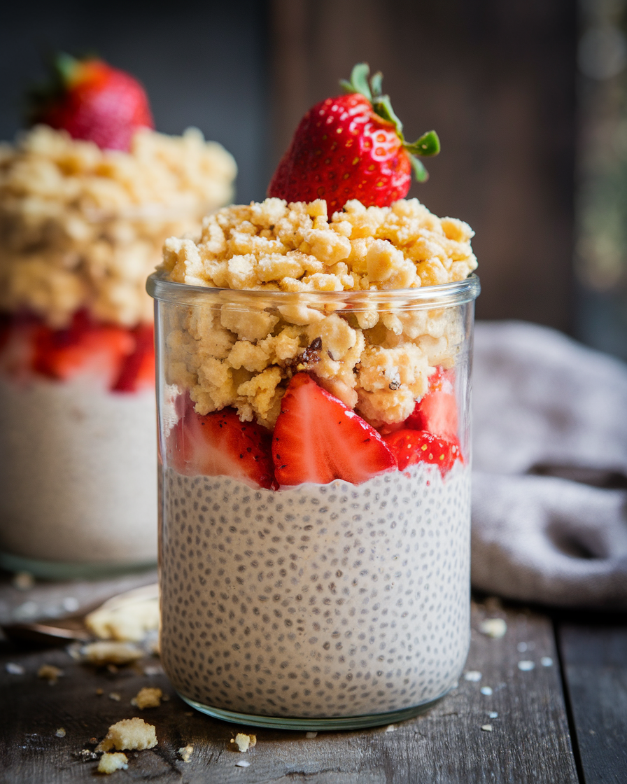 Strawberry Shortcake Chia Pudding Parfaits