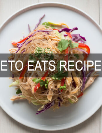Spicy Thai keto noodle salad with kelp noodles, chicken, and peanut dressing